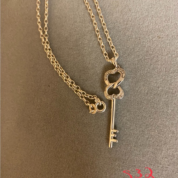 sterling silver and diamond key necklace (#S32) - Picture 2 of 4